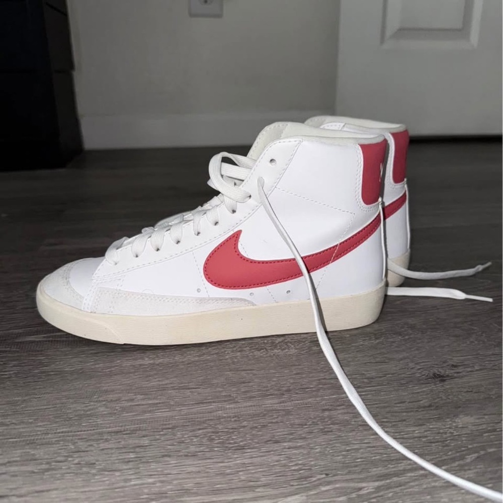 Nike White and Pink High-Top Blazers